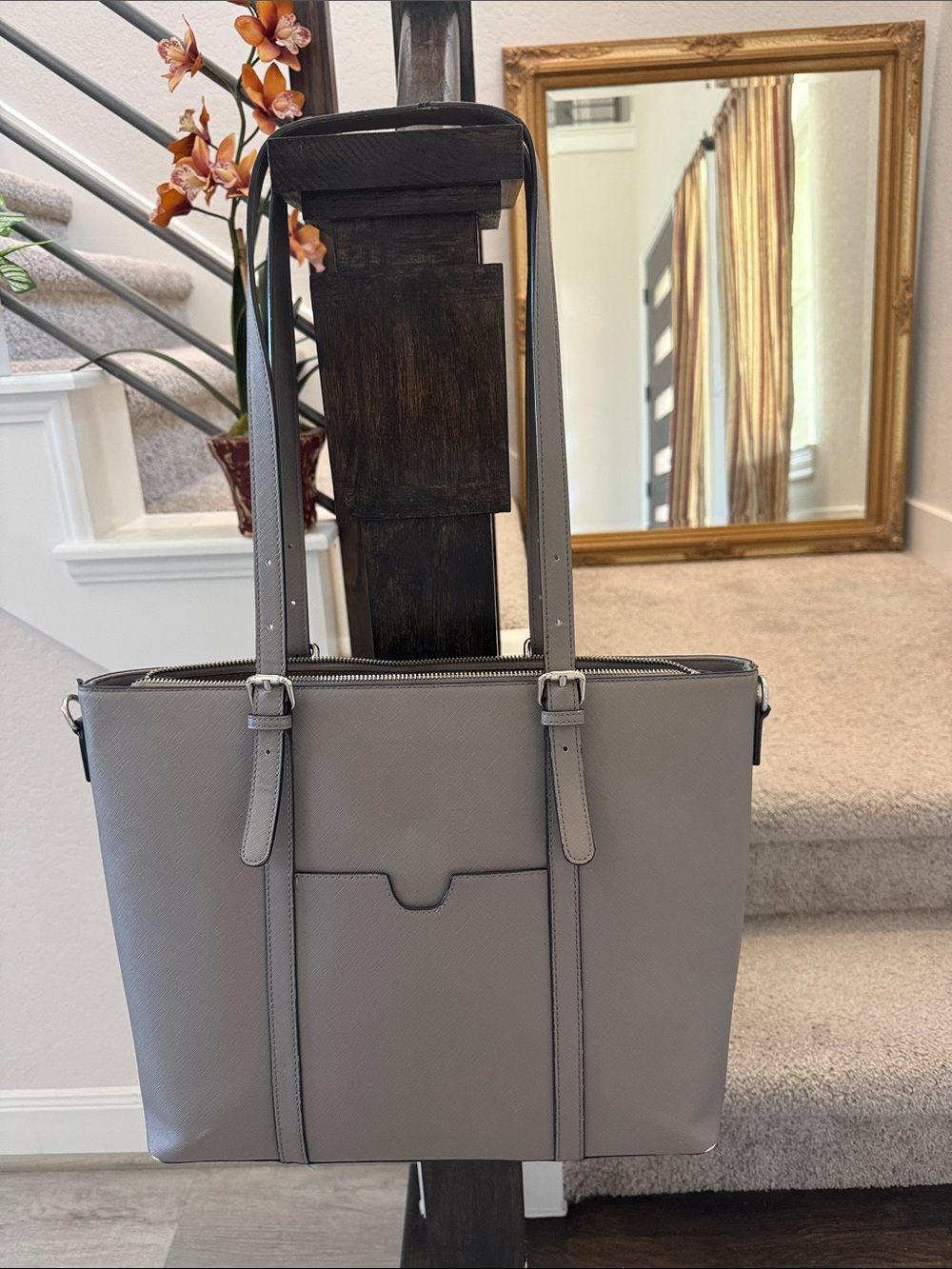 Source Unknown Gray Saffiano Tote Bag